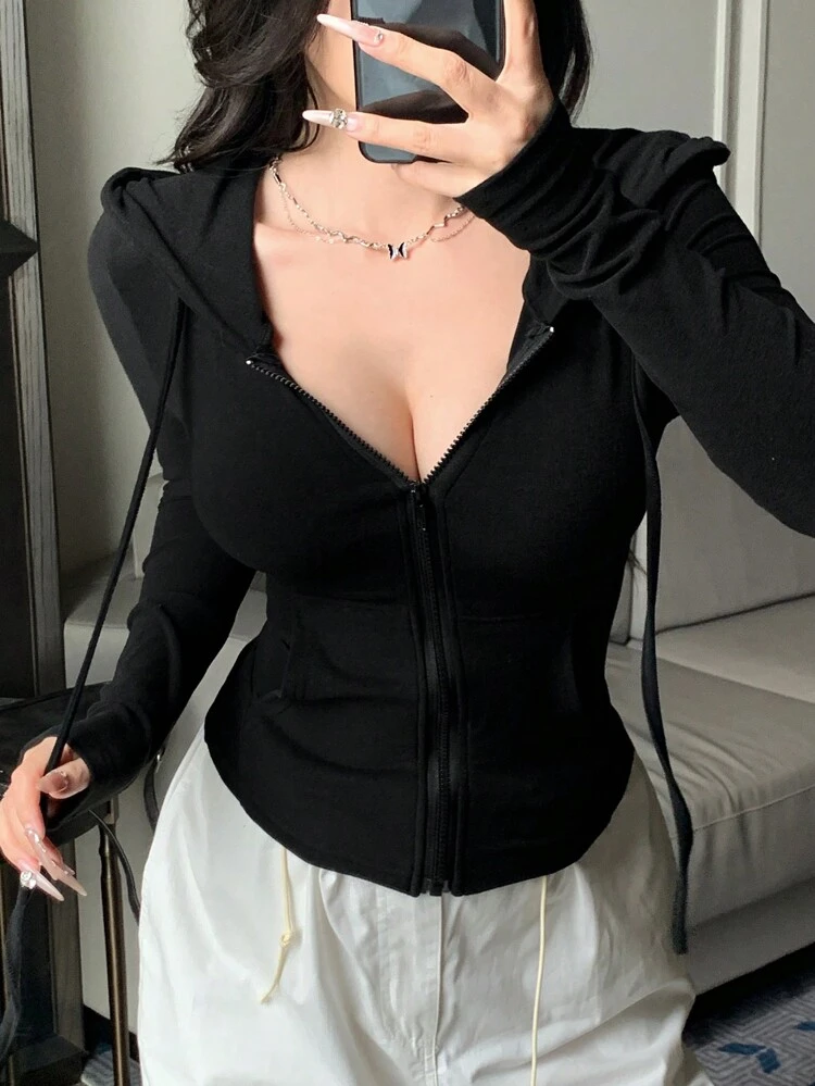 Valentine's Day Women's Zip-Up Hoodie Sweatshirt, Bodycon T-Shirt Long Sleeve Women Tops