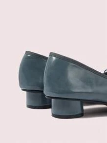 CUCCOO DOLLMOD Women's Square Toe Gray High Heel Shoes, Cylindrical Heel, Casual & Retro Style Spring Shoes Spring Break Easter - Grey - View 8