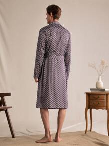 EverLounge 男士全印花长袖中长家居服长袍