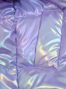 SHEIN Black Patent Leather Color Blocking Girls Long Boots - Purple - View 4