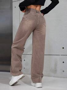 Jeans rectos con efecto desgastado casual