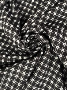 SHEIN LUNE Women's Printed Plaid Casual Loose Pants - Black - View 4