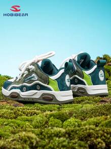 1 Pair Green Children Sports Shoes, Comfortable Lightweight Boys Canvas Sneaker With Waterproof Leather Surface, Outdoor Flat Durable Non-Slip Girls Campus Casual Shoes For All Seasons