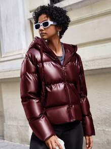 RueChic Veste Matelassée Brillante Pour Femme