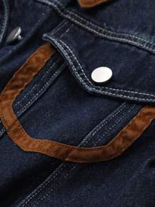 DAZY 水洗撞色女式牛仔夹克，秋装