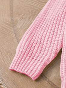 Young Girl' Apricot Embroidered Pullover Sweater, Showcasing Children's Lovely And Cute Personalized, Warm And Fashionable, Loose Silhouette, Can Be Worn Inside Or Outside, Suitable For Various Occasions Such As School Activities, Family Gatherings, Or Outdoor Play, Easy To Match Fashionable Outfits. The Pink Design Is Fashionable And Unique, Full Of Gentle Feel - Pink - View 3