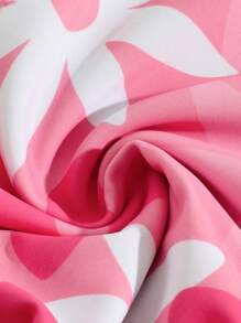 SHEIN 女婴可爱花卉印花荷叶边连体泳衣和沙滩装 - 粉色 - 查看 5