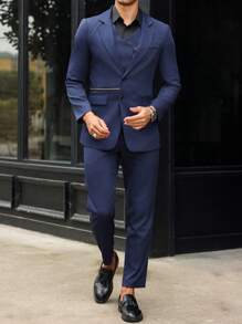 Manfinity Bizformal Conjunto de 3 piezas para hombres: chaleco, chaqueta y pantalones