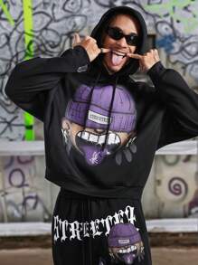 Manfinity VCAY Men's Loose Fit Knit Long Sleeve Sweatsuit Set, For Fall Winter - Black - View 6