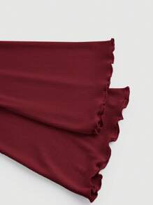 SHEIN MOD Överlappande Bell Sleeve Front Aprikos Elegant T-shirt, Julkläder, Vit Dam T-shirt, Höst Dam Kläder, Back-To-School Säsong, Gå ut Klädsel, Slim Fit T-shirt - Bourgogne - Visa 3