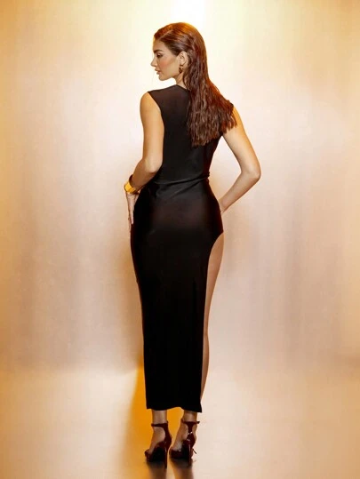 knee length dresses for ladies Insatiable Long Sleeve Mesh Mini Dress Black main image 0