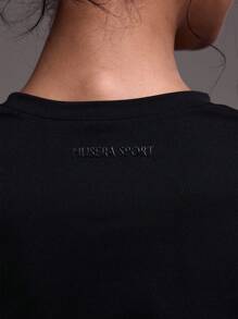 Musera Sport 圆领镂空长袖上衣，适合板式网球、网球、匹克球等运动和健身房穿着