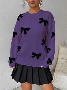Chiquease Women's Bow Detail Pullover Sweater, Casual & Fashionable For Everyday