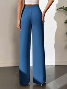 SHEIN Tall Pantalones ordinarios para uso diario casual y simple para mujeres - Neblina azul - Ver 2