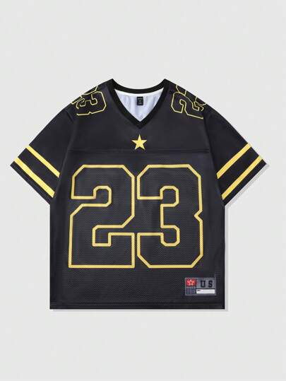 Street Life Men's Mesh Contrast Sports Short Sleeve Football Jersey Style T-Shirt, Athletic Jersey