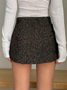 DAZY Women Leopard Print Mini Skirt, Casual & Fashionable For Daily Wear Cheetah Print Fall Skirts Low Rise - Coffee Brown - View 5