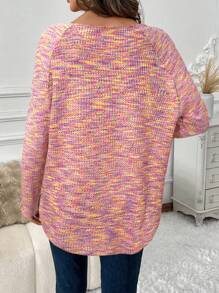 SHEIN LUNE T-shirt rose à manches longues et col rond basique pour femmes, automne/hiver