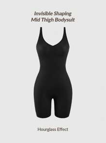 SHAPORA 1 bộ quần áo liền thân định hình không tay màu trơn cho nữ - màu đen - Xem 3