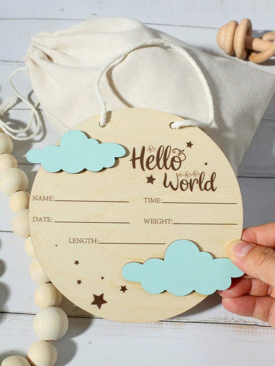Newborn Cloud Wood Slice Birth Announcement, Infant Photography Props, Baby Commemorative Gifts
