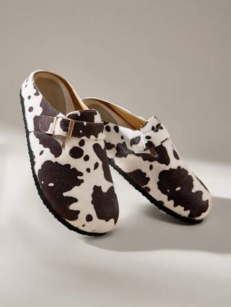 Solecia Kvinnors Casual & Fashionabla Cow Print Flat Loafers New Year Holiday