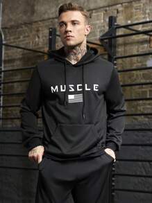 GymBeat Áo nỉ nam in chữ có túi - màu đen - Xem 5