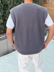 Claim Dot Áo len họa tiết đồ họa cho nam không có áo phông - Màu xám đen - Xem 2