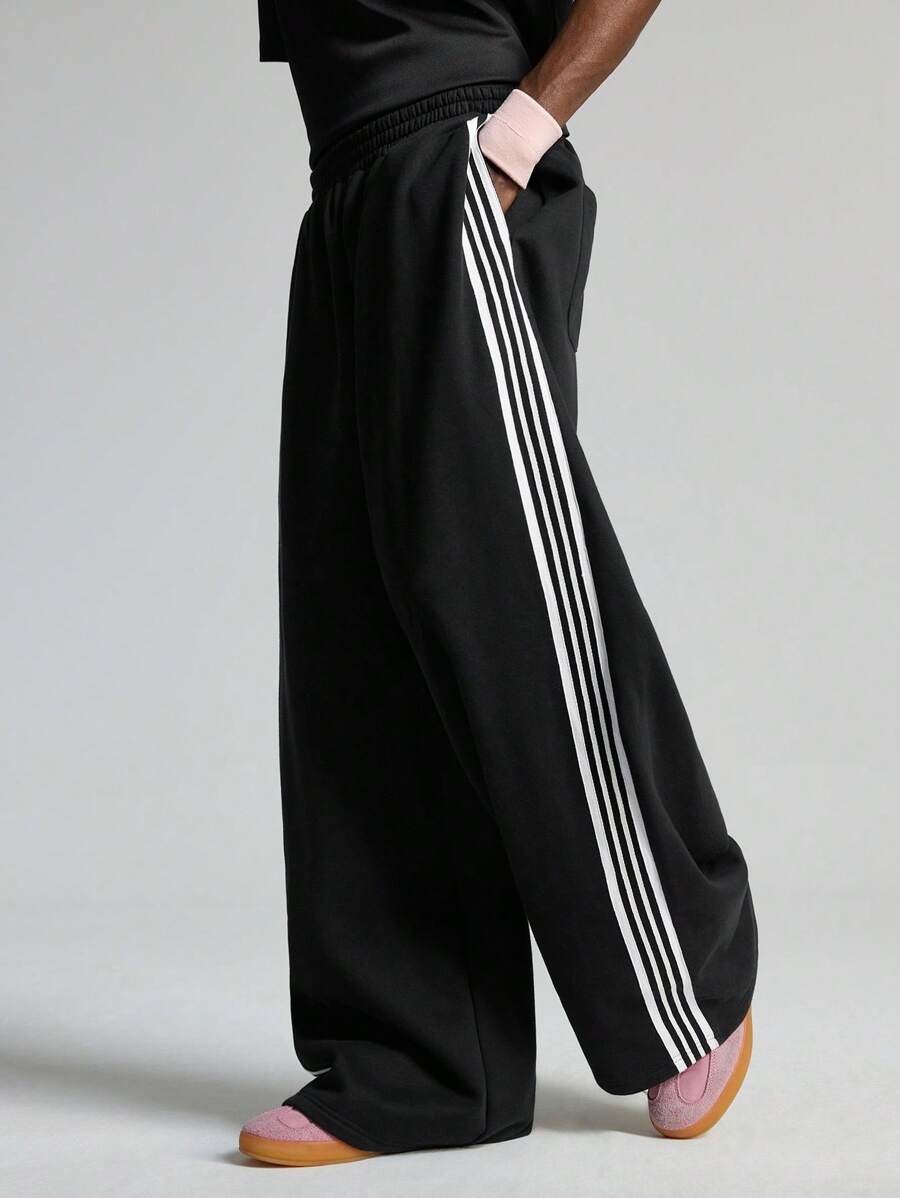 NEON BLANC 男式宽松长款针织运动裤 - 黑色 - 查看 1