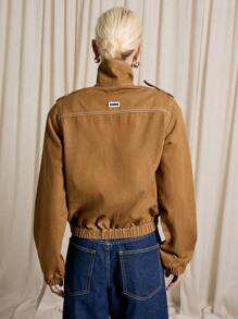 AiiRZ 泡泡实用短款夹克，立领，高领，经典前贴袋，秋冬分层工作服，街头装，工装风格，灯芯绒外套