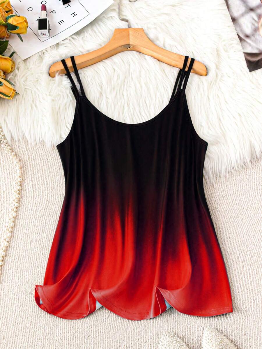 SHEIN LUNE 大码夏季时尚渐变色宽松吊带背心