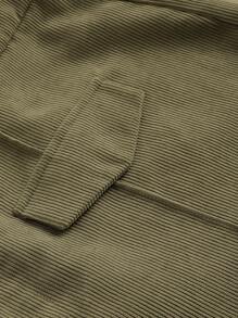 SHEIN MOD Plus Size Women's Solid Color Pleated Wide Leg Pants - Army Green - View 4