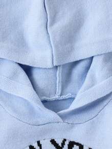 男宝宝时尚可爱百搭字母针织连帽毛衣上衣 - 淺藍色 - 查看 5