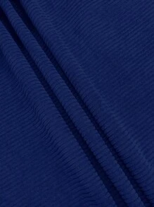 SHEIN LUNE Jaket Kasual Tanpa Lengan Kancing Tunggal Warna Polos Ukuran Plus untuk Wanita Musim Gugur - Royal Blue - View 6