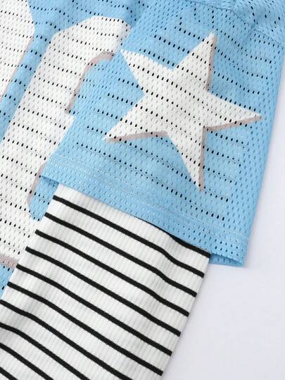 Street Life Set de 2 camisetas deportivas de jersey a rayas bicolor para hombre (se pueden separar en 2 piezas)