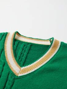 Manfinity EZcore Men's Striped V-Neck Casual Loose Knit Vest, Autumn/Winter