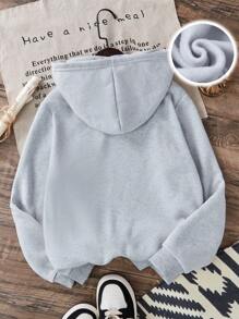 Tween Girl 休闲时尚猫咪标语印花羊毛连帽衫，适合秋冬季，运动衫