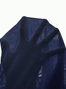 SHEIN MOD 方领手帕下摆蓝色短款 T 恤 - 藏蓝色 - 查看 5