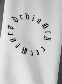 SHEIN Explorewe Tween Girls Asymmetrical Text Print Sweatpants - White - View 4