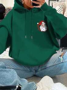 INAWLY sweat-shirt à capuche décontracté avec imprimé de Noël pour femme