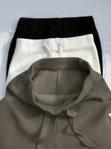 Franclia 新款女士高腰抽绳休闲直筒阔腿裤，保暖内衬厚针织针织长裤