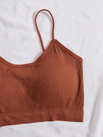 Women Solid Ribbed Cami Com Underwear Set view 3