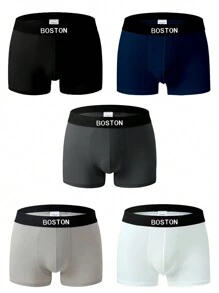 5pcs/Pack Men's Boxers Briefs, Male Underwear, Casual Trunks, All Season