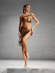 CUCCOO SZL Modne szpilki z paskiem ozdobionym kryształkami w kolorze szampana na imprezę, wesele, jesień, nowy rok - Szampan - Zobacz 12