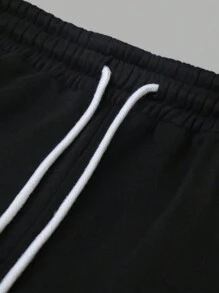 Manfinity Homme Bộ áo nỉ trùm đầu màu tương phản thường ngày dành cho nam trưởng thành - màu đen - Xem 6