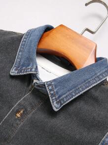 Manfinity Homme Men's Color Block Long Sleeve Single-Breasted Casual Loose Denim Jacket, Autumn - Multicolor - View 5