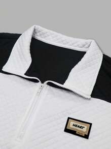 Manfinity Homme Long Sleeve Father Gifts, Men's Casual Letter Print Color Block Half-Zip Pullover Sweatshirt, Autumn Vacation Graphic Long Sleeve Sweatshirt - Black - View 3