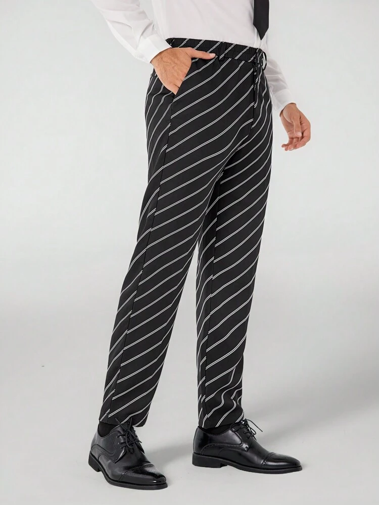 Men's Striped Suit Trousers
