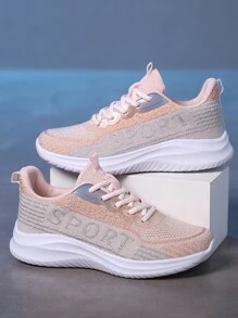 1 pereche de pantofi de alergat la modă, versatili, din țesătură, respirabili, ușoare, anti-alunecare, rezistenți la uzură, moale, confortabili, pentru sporturi ocazionale în aer liber - Multicolor - Vizualizare 1