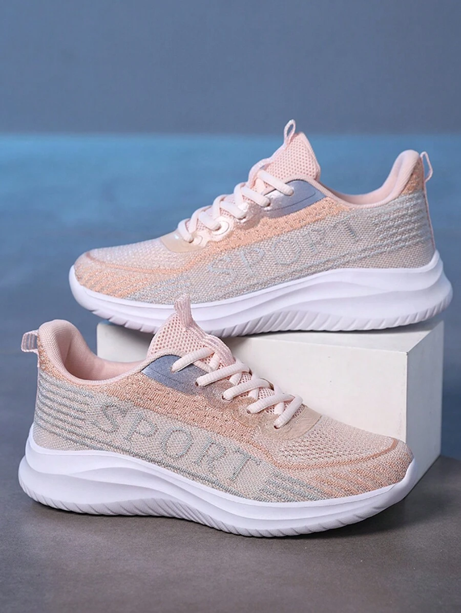 1 pereche de pantofi de alergat la modă, versatili, din țesătură, respirabili, ușoare, anti-alunecare, rezistenți la uzură, moale, confortabili, pentru sporturi ocazionale în aer liber - Multicolor - Vizualizare 1