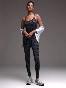 Musera Sport Strappy Leopard Print Unitard, Padel, Tennis, Pickleball Gym Fitness - Multicolor - View 1