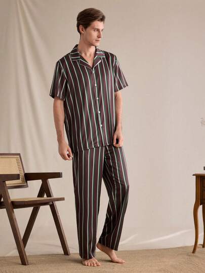 EverLounge 男士条纹短袖家居服套装